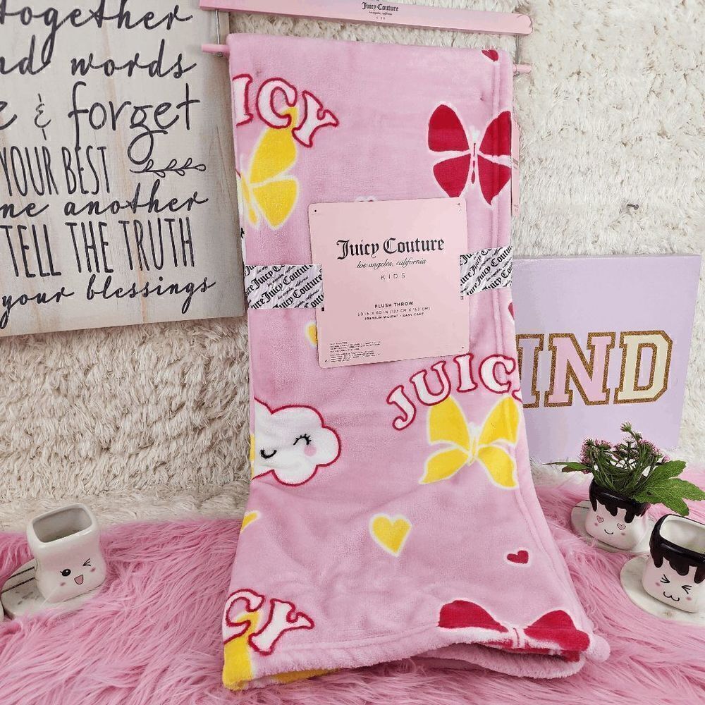 NWT {Juicy Couture} Butterfly Plush Throw: Cozy Charm NWT